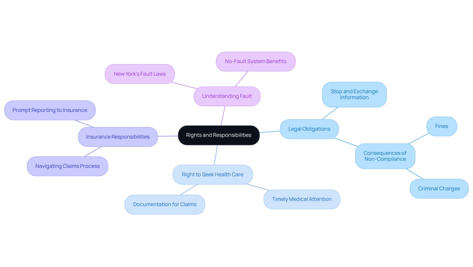 The central node represents the overall theme, while each branch highlights a specific right or responsibility. Follow the branches to explore each area in detail.